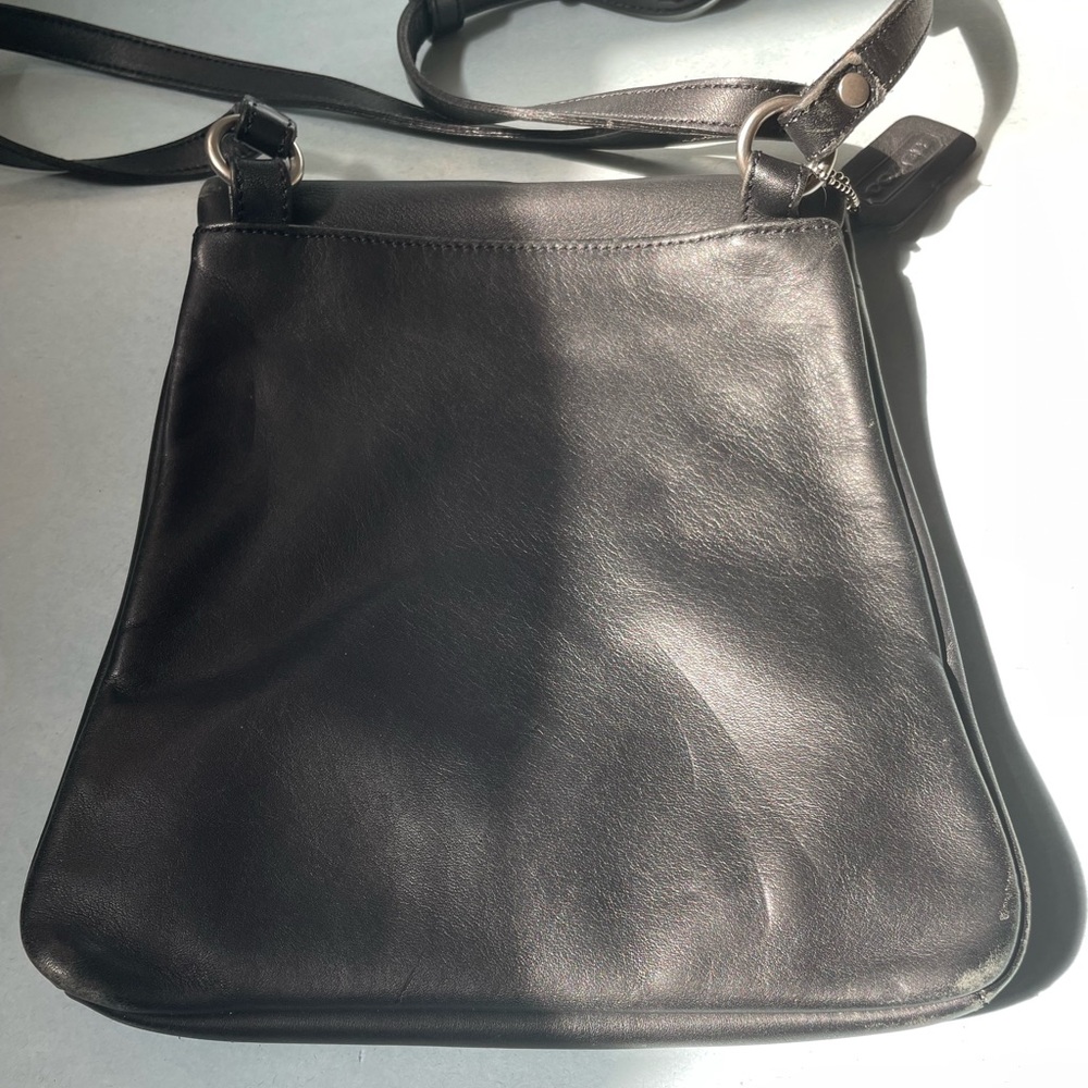 GUC Coach Chelsea Swingpack/Saddle Black Leather Crossbody Purse - Picture 5 of 11